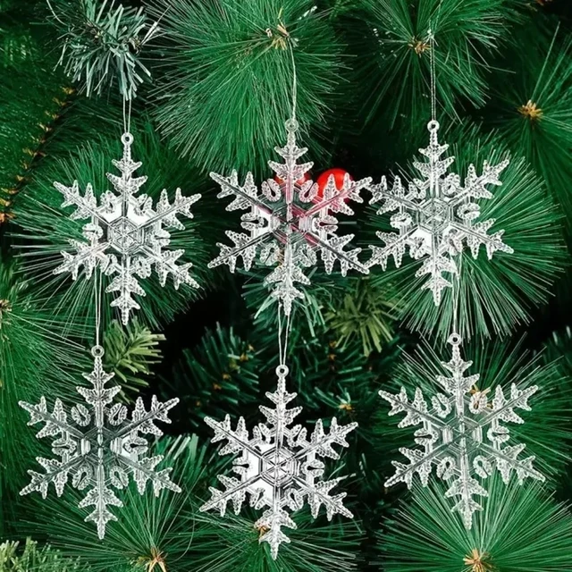 3pieces Christmas Ornaments Acrylic Transparent Snowflake Hanging  Decoration DIY Christmas Tree Home Party Pendant New Year Gift - AliExpress