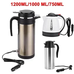 750/1200ML Stainless Steel Car Heated Cup Smart Mug Temperature Control Electric Water Cup 12V/24V Kettle Coffee Tea Milk Heated