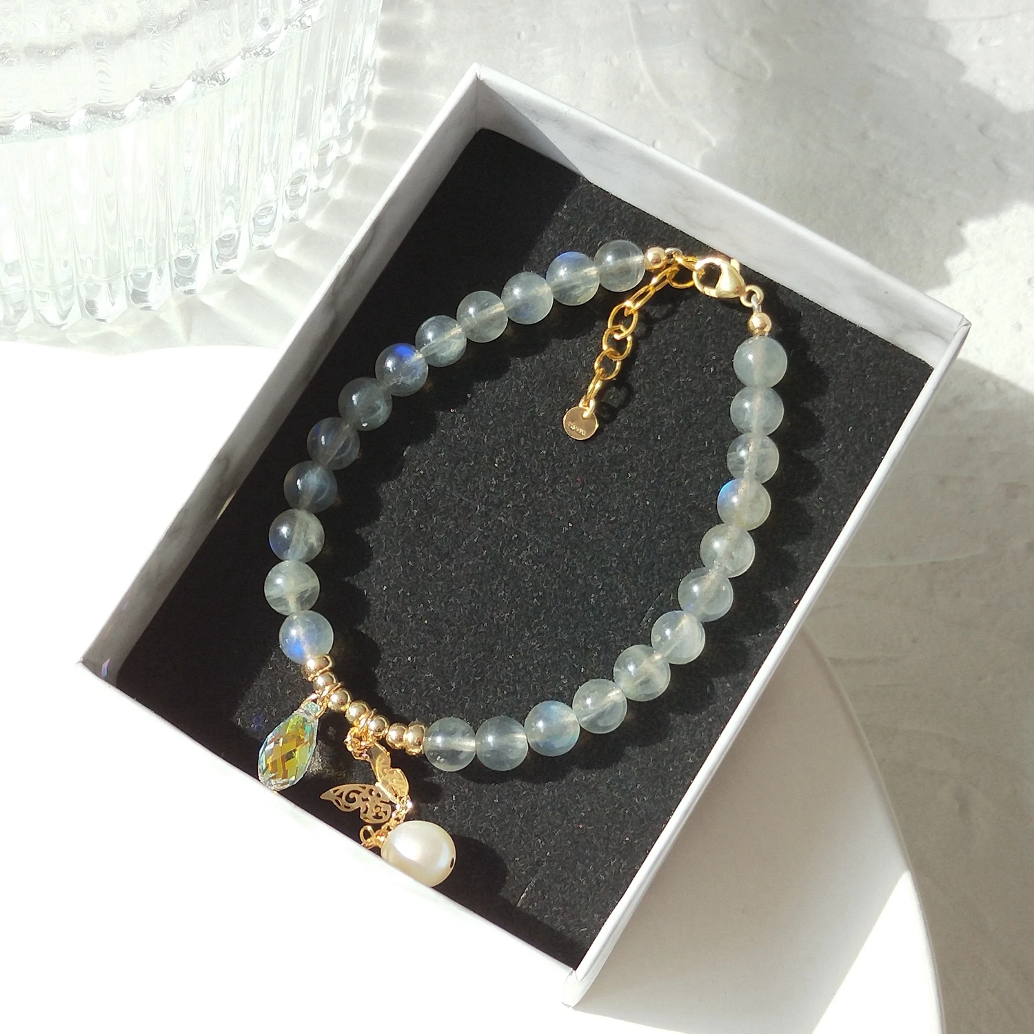 Lii Ji Labradorite Natural Stone 14K Gold Filled Charm Bracelet Gold Luxurious Fashion Jewelry For Women Girls Gift 4