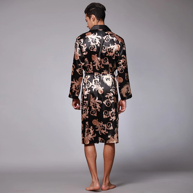 Men Sleepwear Shower Robe Bathrobe Man Pajama With Belt  Ice Silk Satin Pijama Hombre Turndown Collar Pyjama Thin Loungewear New