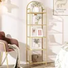 5 Tier Gold Bookcase Bookshelf, Tempered Glass Bookshelves, Slim Shelving Unit for Bedroom, Bathroom, Home Office, Steel Frame 1