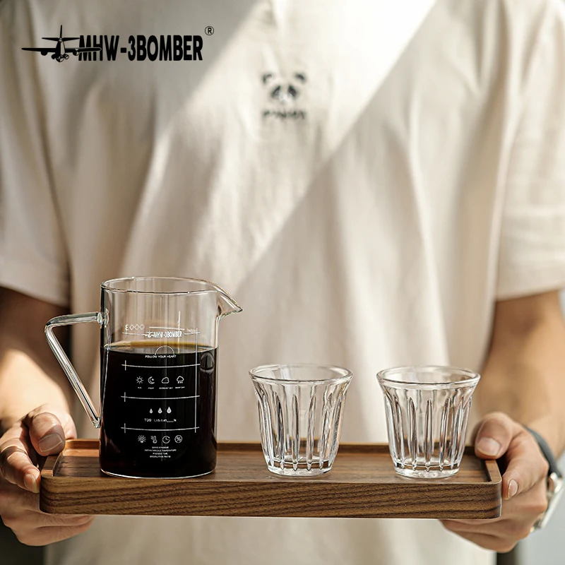 MHW-3BOMBER 360ml 투명 유리 커피 서버 섬세한 손 커피 액세서리 전문 홈 바리 스타 카페 바 도구