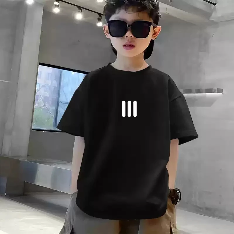 레트로 심플 프린트 루즈핏 아동 티셔츠 여름 순면 부모-자녀 커플룩 신상 라운드넥 반팔 티셔츠