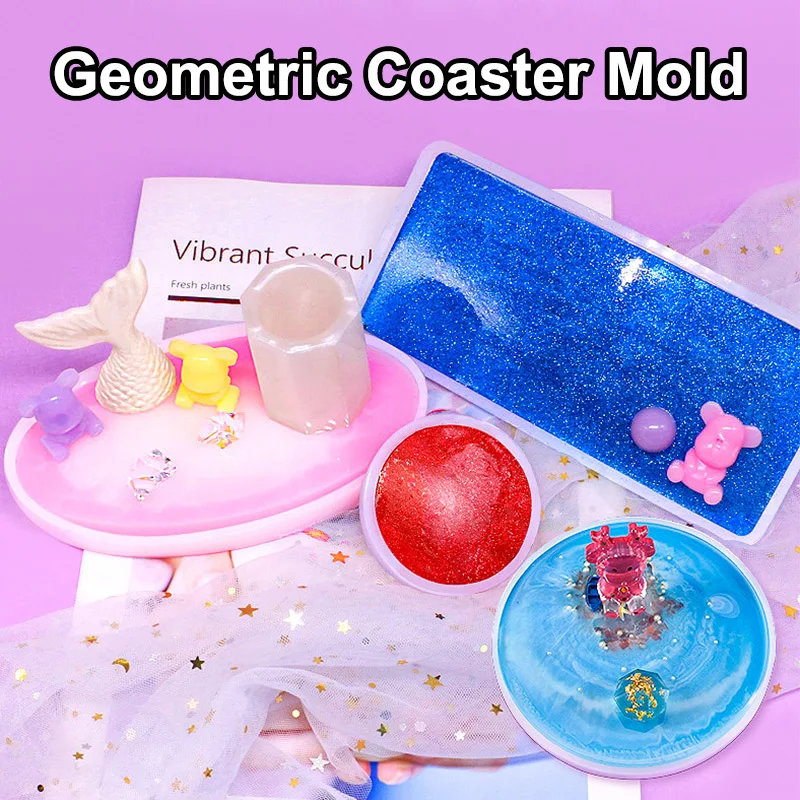 Clear Round Oval Coaster Mold for DIY Crafting and Fluid Art
