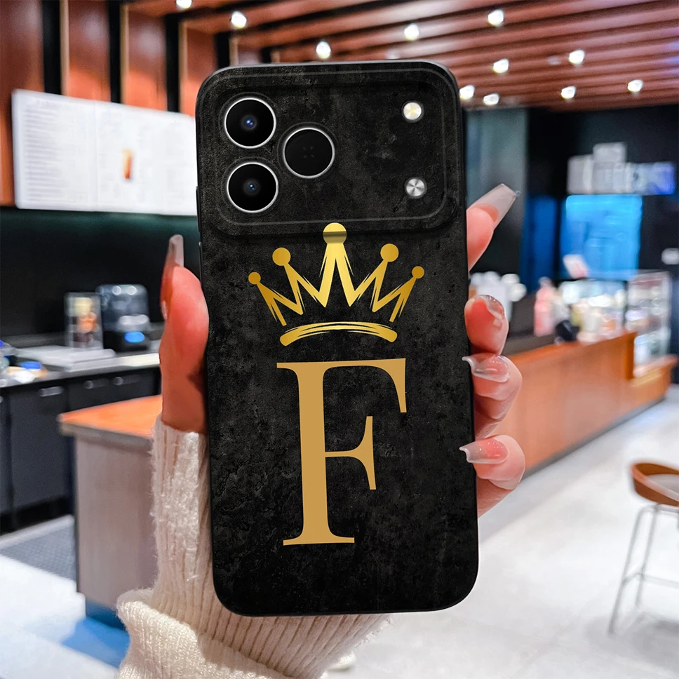 Luxurious A to Z Letters Smooth Camera Protective Soft Phone Case Cover
