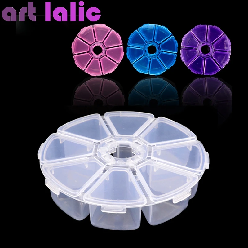 8 Grids Acrylic Organizer Container Nail Art Rhinestones Jewelry Beads