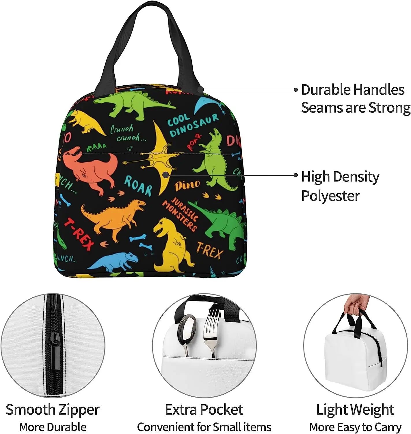 Dinosaur Lunch Box Kids Dino Insulated Bag Soft Mini Cooler