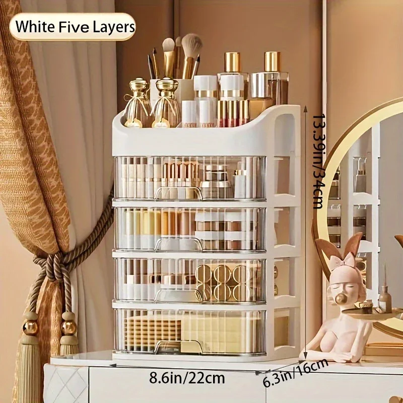 Cosmetic Storage Box Large Capacity Transparent Drawer Jewelry Makeup Storage Box Multi-layer Multi-functional Desktop Organizer 6