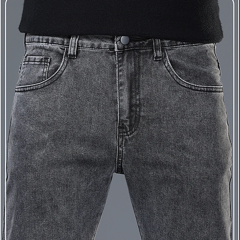 Spring and Summer New Men's Jeans Simplified Korean Edition Slim Fit Straight Leg Versatile Shaped Mid Waist Elastic Men's Jeans 6