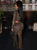 Weird Puss Sexy 2 Piece Set Women See Through Midnight Party Full Sleeve Crop Tops+Pants Matching Clubwear Skinny Autumn Outfits 5