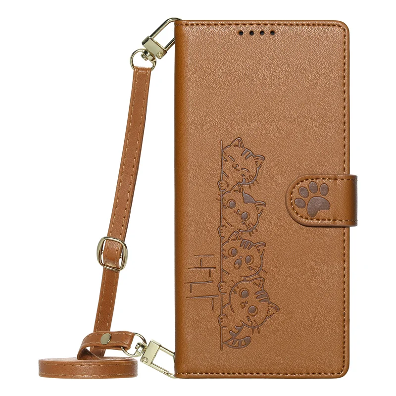 Luxury Leather Wallet Phone Cover with Strap