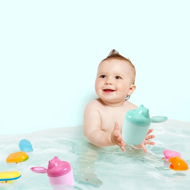 Baby Bath Cup Shampoo Cup Cartoon Hippo Children's Bath Ladle Baby Supplies Children's Shampoo Tools