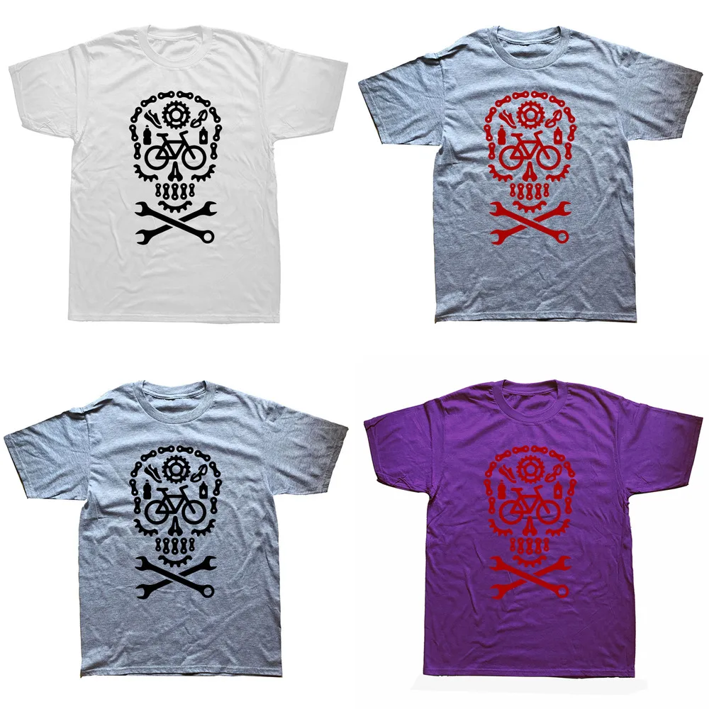 T-shirt à manches courtes en coton à col rond pour homme et femme, humoristique et tendance, avec imprimé graphique de vélo de montagne_voghion.com