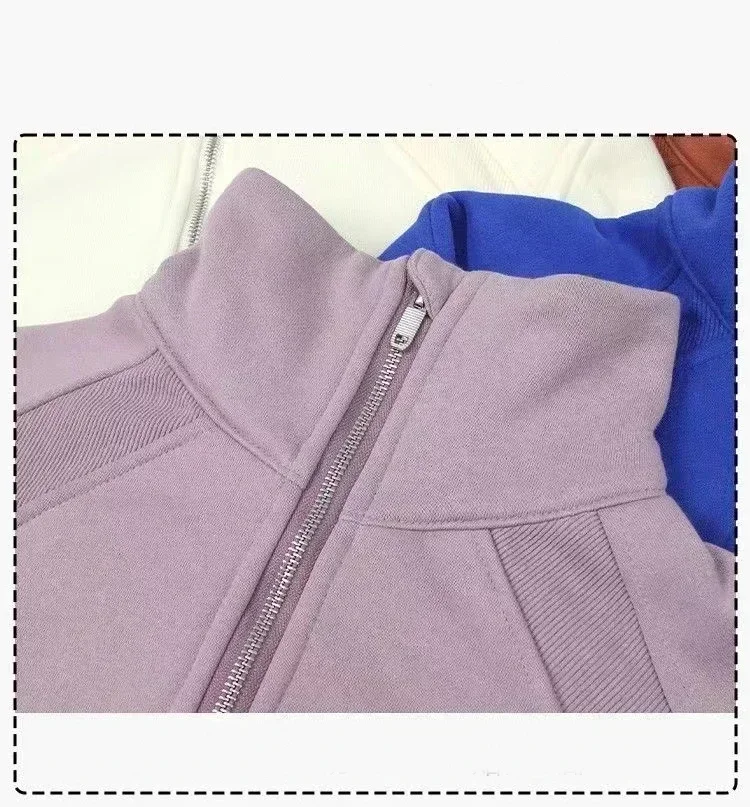 Lemon Scuba Style Half Zip Jacket Winter Women Warm Loose Fitness Coat Fleece Gym Yoga Tops Sport Sweatshirts Workout Sportswear
