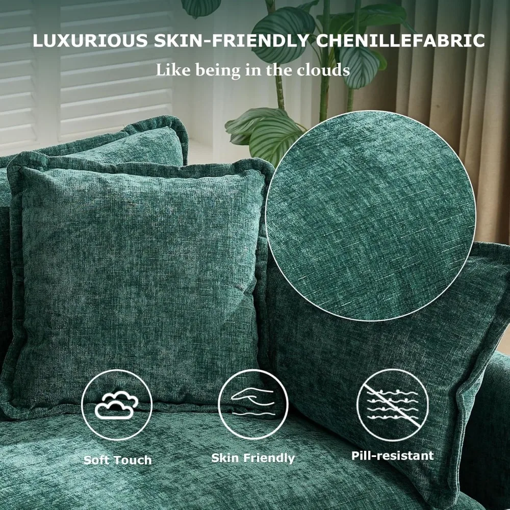 Green Chenille Sectional Sofa 6