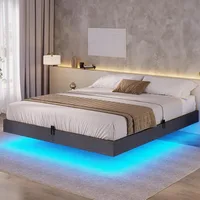 Floating Bed Frame Full Size with LED Lights, Modern Metal Full Platform Bed, Solid and Stable, Noise Free, No Box Spring Needed 1