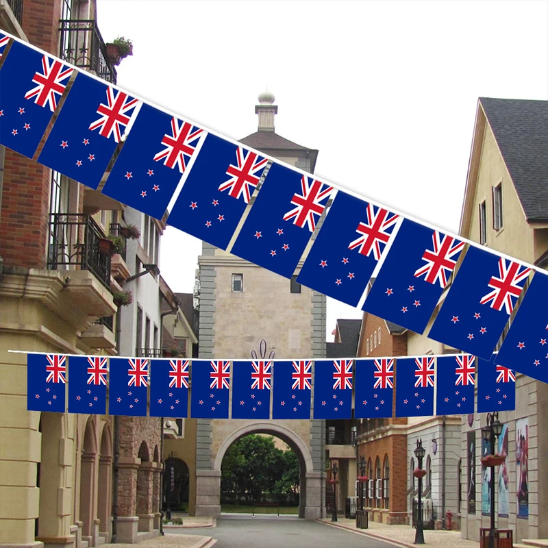 

Aerlxemrbrae 20pcs/lot New Zealand bunting flags 14x21cm Pennant String Banner Buntings Festival Party Holiday