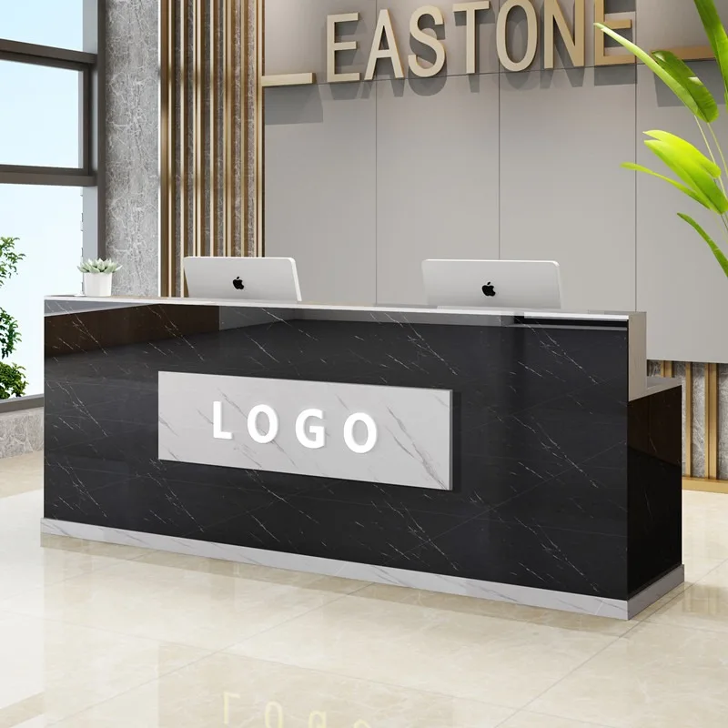 Modern Black Reception Desks Stylish Design Front Checkout Reception Desks Beauty Salon Mostrador Negocio Commercial Furniture light corner reception desks design stylish luxury modern reception desks front checkout mostrador negocio commercial furniture