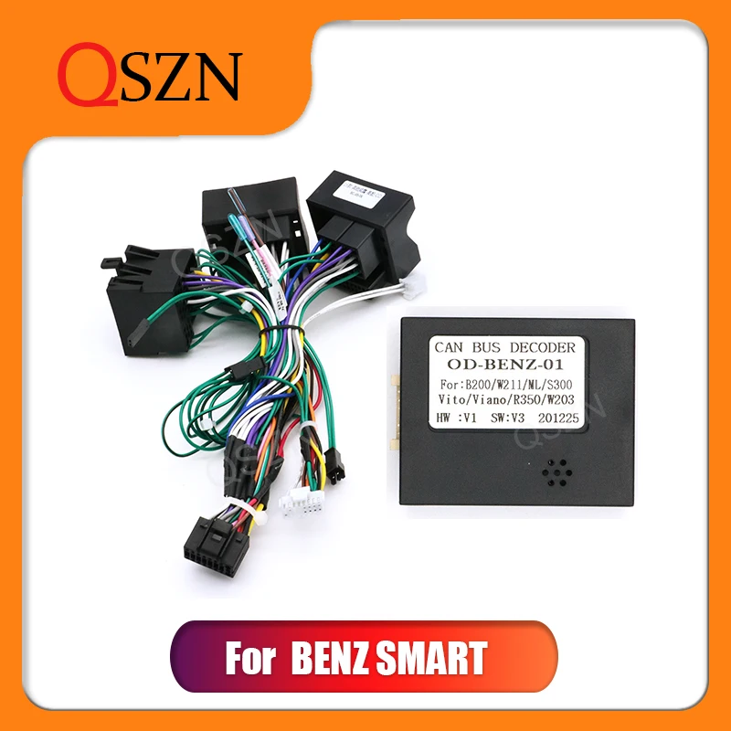 

QSZN Car radio Canbus Box Decoder OD-BENZ-01 For BENZ B200/ S CLASS/C CLASS/VITO/SLK Wiring Harness Plug Power Cable Android