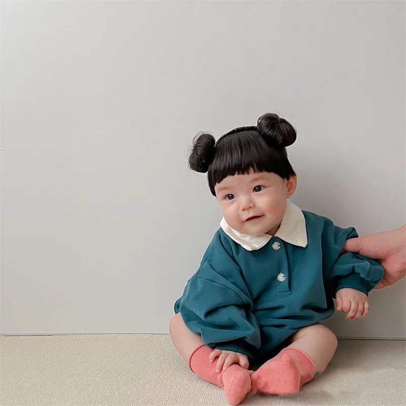 Hair Accessories Fashion Cute Double Buns Baby Girl Hair Wig Hat Cap Hairpiece Newborn Children Kids Girls Headbands Headwear 3
