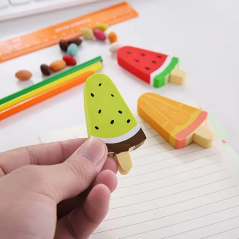 1 pz/lotto Kawaii Anguria Arancia Kiwi Frutta Gelato Gomma da matita Gomma Studenti Materiale Scolastico di Cancelleria Per I Bambini - immagine 5