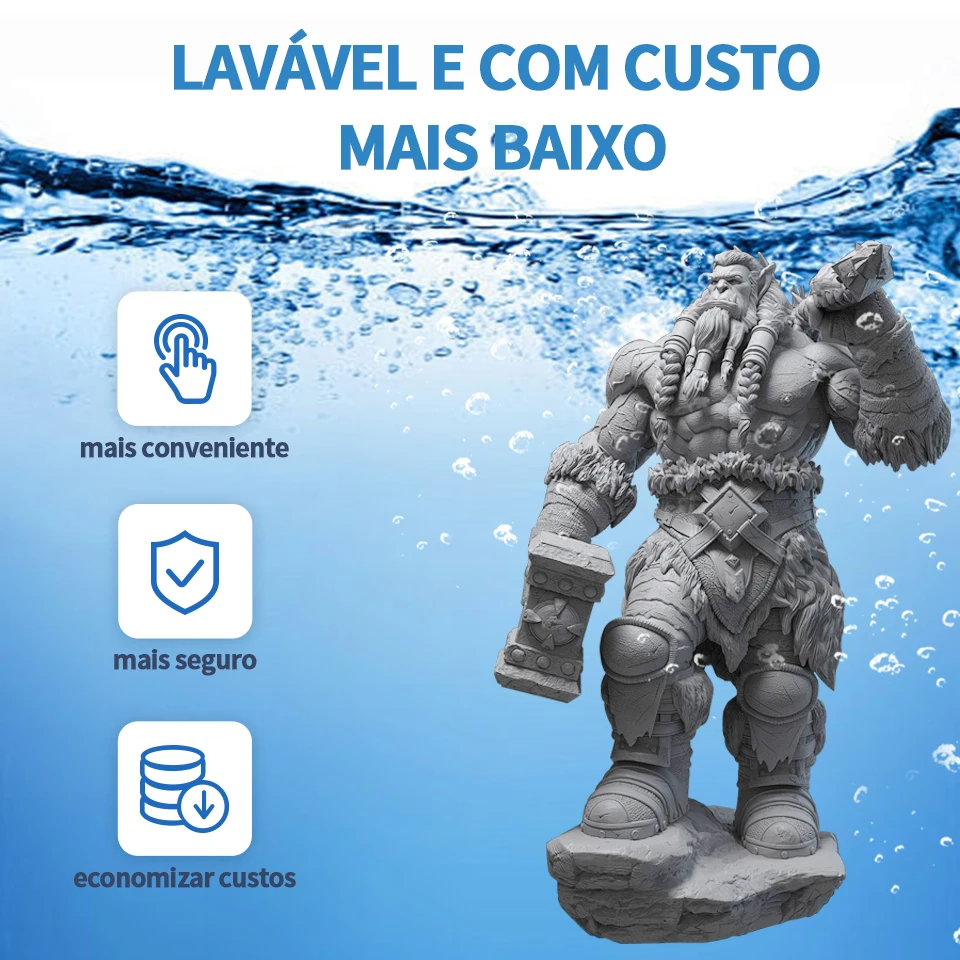 Resina 3D XIAAOZHUZI de Baixo Odor e Lavável, Alta Precisão 405nm, Compatível com Anycubic, Elegoo e Creality