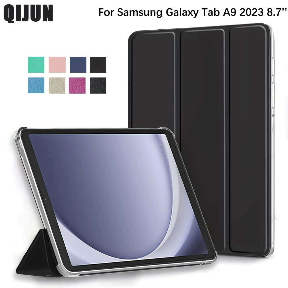 Couro Stand Capa para Samsung Galaxy Tab Sono Automático Wake Case Tri-fold Wake a9 a9 Sm-x110 8.7 2023 pu