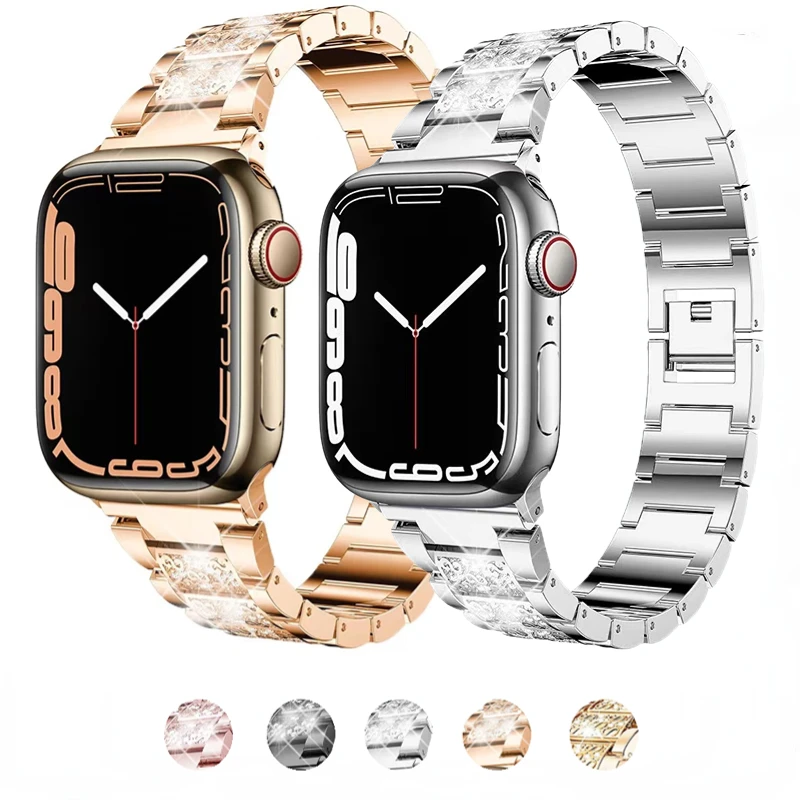 

Metal strap for Apple watch band 49mm 45mm 41mm 44mm 42mm 40mm Women Diamond Bracelet Wristband for iWatch Ultra 8 7 6 5 4 3 SE