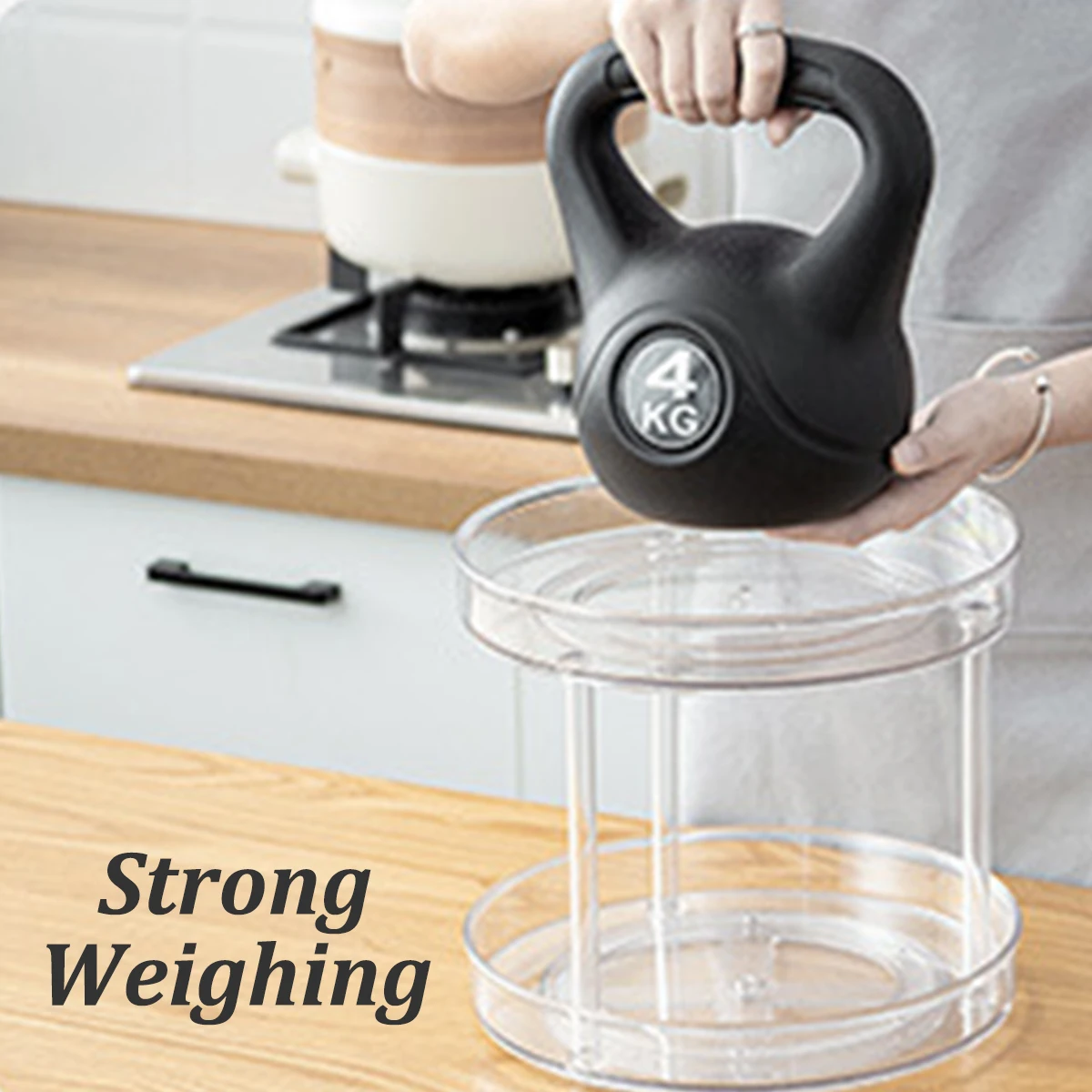 1-10Pcs Clear Turntable Storage Tray Multifunctional Spice Rack Cosmetic Storage Tray Cabinet Refrigerator Kitchen Rack