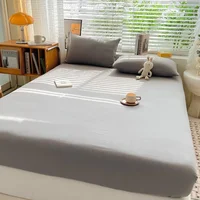 Drap-housse 100% coton avec bande élastique 360, couvre-lit pour simple, Double, King, Queen Size, housse de protection de matelas 5