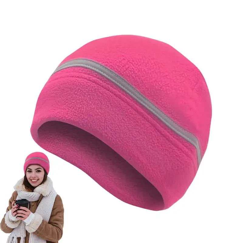 Reflective Winter Running Hat Safety Beanie Reflective Hat Warm Cuffed Winter Safety Beanie Windproof
