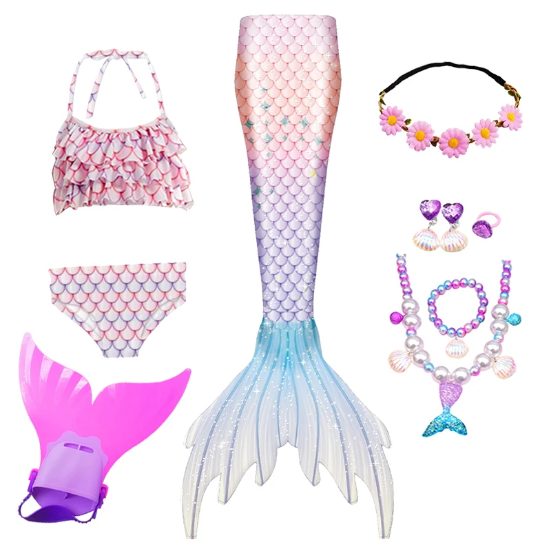 

2024 летний детский костюм Русалочки для девочек, костюм Русалочки для Хэллоуина, Пурим, купание, Необычные костюмы Русалочки для косплея, подарок для девочек