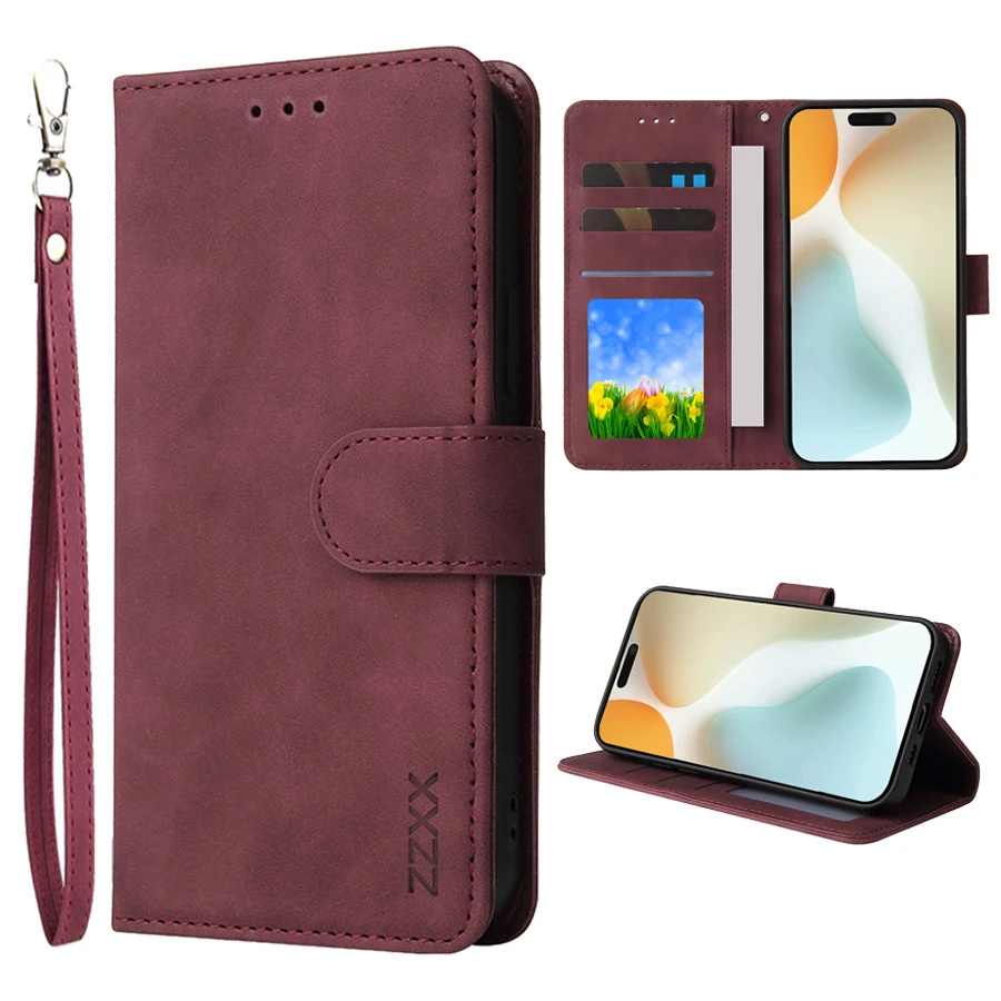 ZZXX Magnetic Flip Leather Wallet Case with Card Slot, Photo Frame, and Kickstand