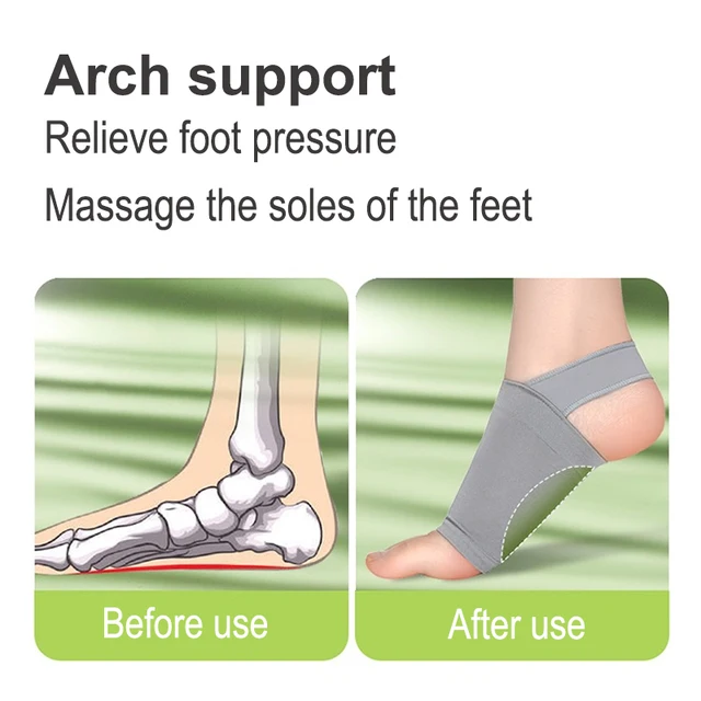 1 Pair Silicone Arch Support Insoles, Flat Foot Correction Insoles, Non Collapsing Strap Design, Foot Massage 3