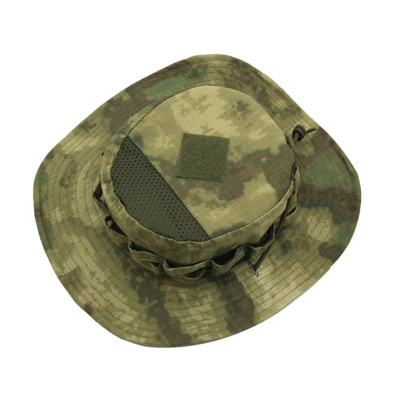 Camouflage Hat Square Brim Top Vent Green Ruins