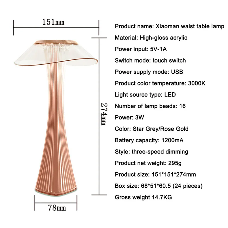 Nordic led Table lamp 3-step dimmable bedroom bedside USB Wireless charger smart touch switch decorative crystal Rechargeable