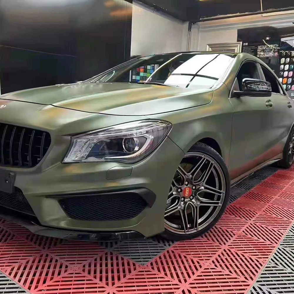 

SATIN MATT DARK OLIVE Green Car Wrapping Film Decal Car Covering Film Vinyl Best Car Wrap Rolls Matte Automotive Foil