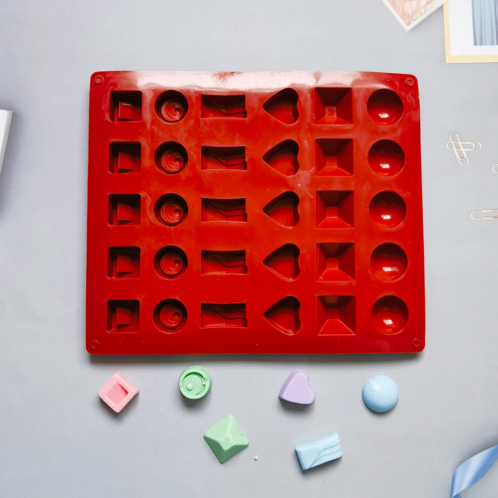 

6 Groups of Different Silicone Chocolate Cake Molds Square Muffins Baseball Shaped Heart-shaped Rock Candy Fondant