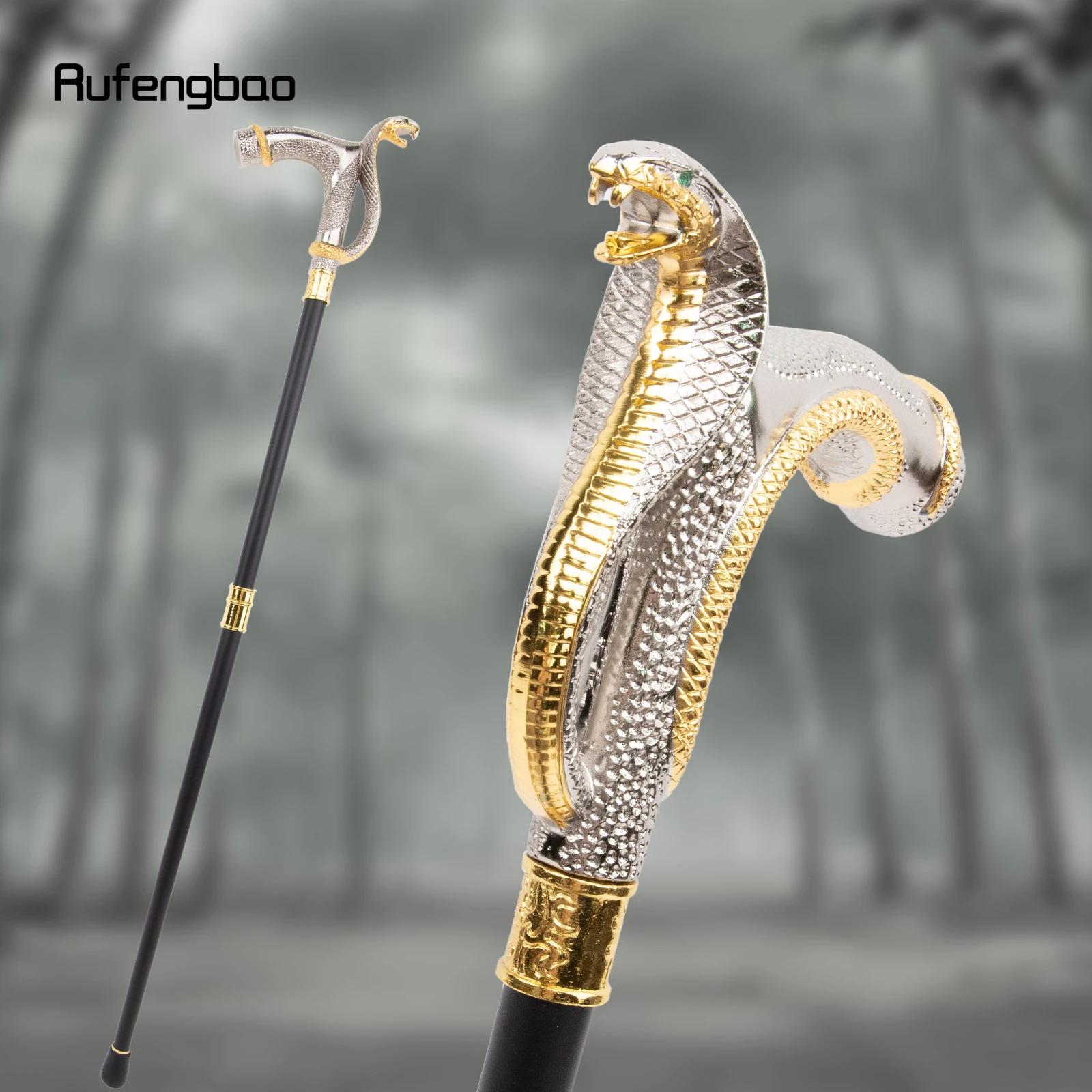 Spazierstock Kobra-Design Weiß Gold – 93 cm Cosplay-Stab