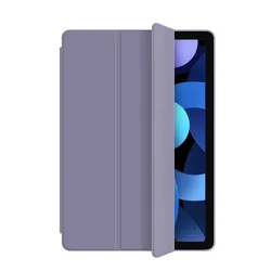 Premium 3-Fold Leather Tablet Sleeve with Liquid Silicone Soft Stand - Shockproof Cover for Pro 2018 2020 11inch (Lavender)