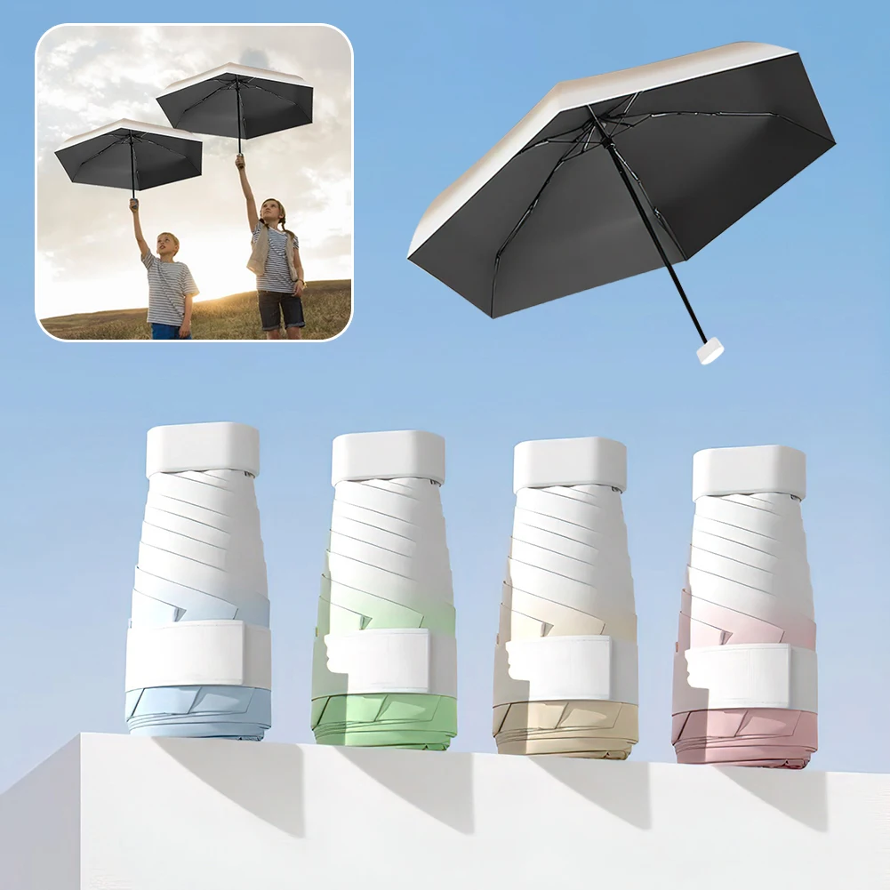 Mini Rain-Sun Umbrellas Five Fold Gradient Sun Care Anti UV Ultra Light Umbrellas Outdoor Walking Small Pocket Parasols