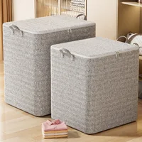 Quilt Bins Container Fabric Storage Bags With Lids Houndstooth Clothes Organizers With Handle Closet Wardrobe Space Saving Bag 1