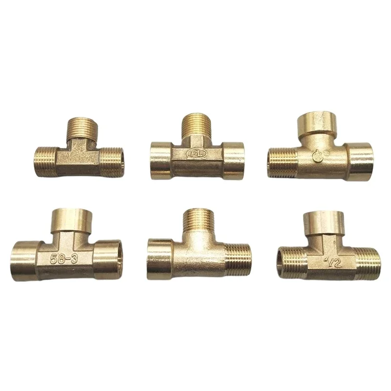 Pneumatic Plumbing Brass Pipe Fitting Male/Female Thread 1/8" 1/4" 3/8" 1/2" BSP Tee Type Copper Fittings Water Oil Gas Adapter For Hose Pipe Fitting,Pipe Fitting,Tee Adapter,Water Pipe Fitting