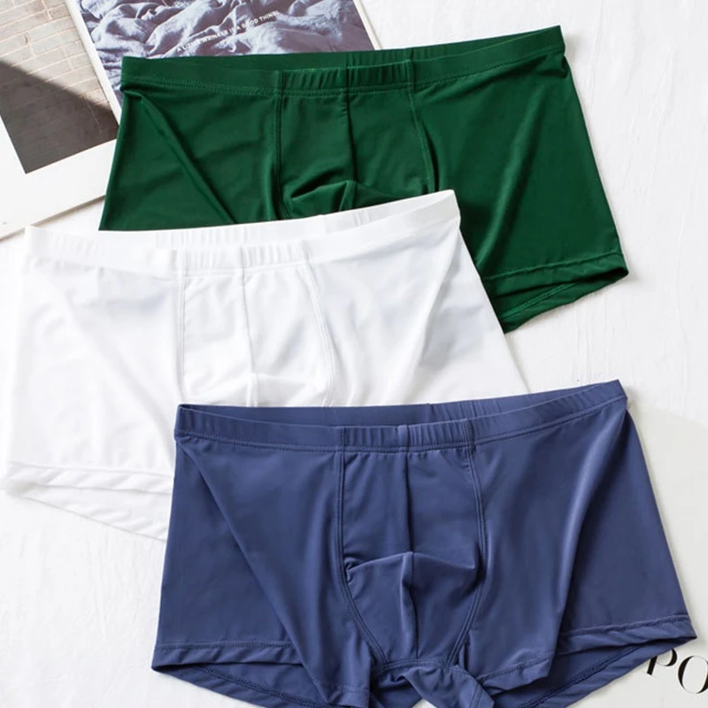 

Men's Ultra-thin Boxer Briefs Sexy Summer Ice Silk Seamless Underwear Shorts Breathable Boxers Panties Underpants
