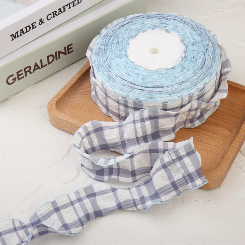 Plaid Wavy Edge Lace Cotton Ribbon