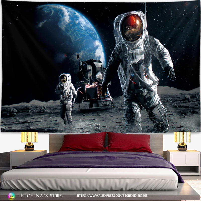 Weltraum Galaxy Universum Wandteppich Home Decor Planet Wandteppiche Sterne Wandbehang Wandbild für Schlafzimmer Astronaut Home Dekoration – Detail 15