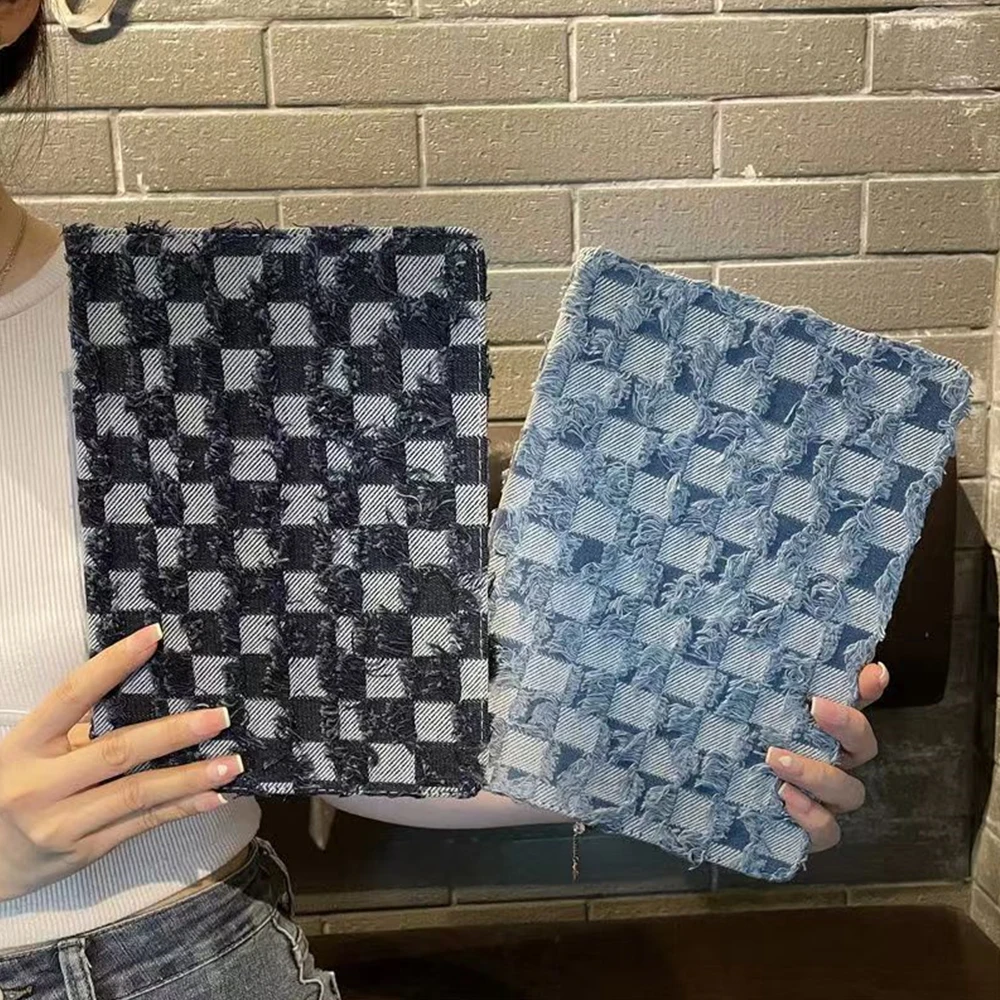 

For IPad Air 5 Case Checkerboard Grid Denim Fashion Anti drop Case for IPad 10th Case 2023 10.2 10.9 IPad Pro 11 Mini IPad Cover