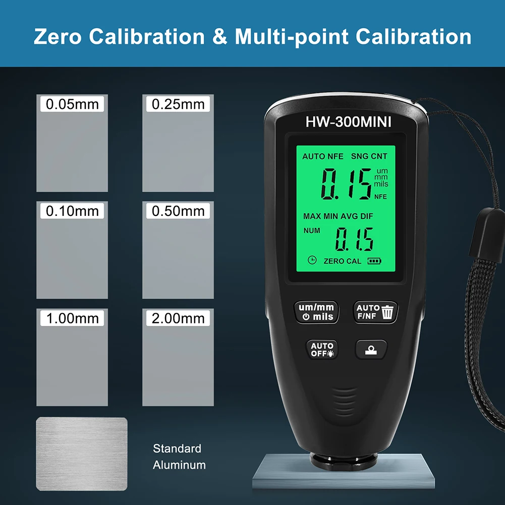 HW-300 Mini Coating Thickness Gauge Tester Auto Paint Check Car Paint Inspection Device Automotive Meter Measuring Tool paint coating meter paint thickness gauge thickness gauge