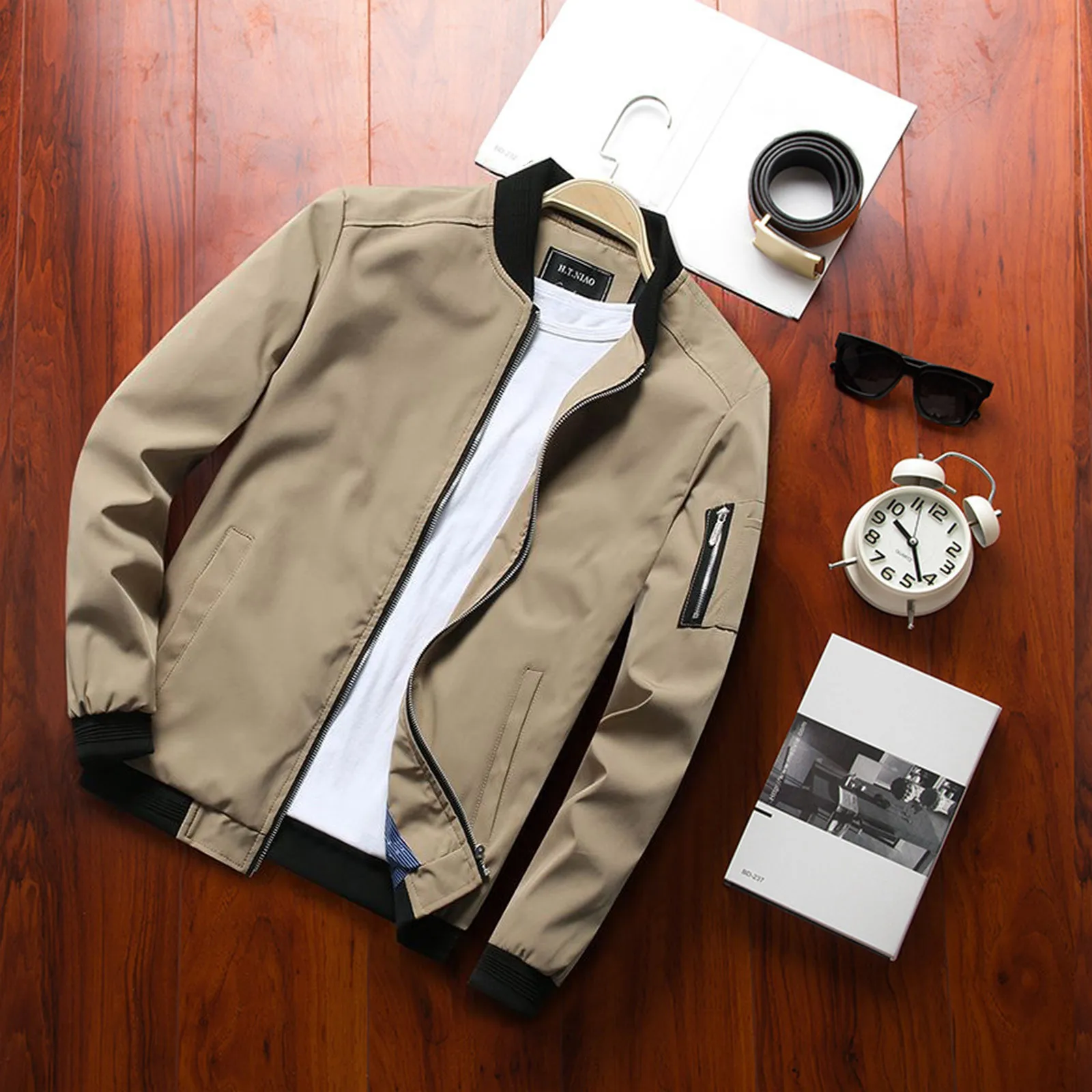 

Autumn Men'S Bomber Zipper Jacket Male Casual Streetwear Hip Hop Slim Fit Pilot Baseball Coats Men Clothing Plus Size Jacket