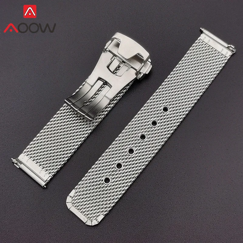 Alça Milanesa para Omega Seamaster Homem 007 Quick Release Malha Loop Aço Inoxidável Fivela Dobrável Pulseira de Relógio de Metal 20 mm 22 mm - Image 2